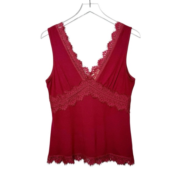 Vintage Paige Red Y2K Babydoll Lace Women’s Fairy Grunge Tank Top Sz L - Picture 1 of 11